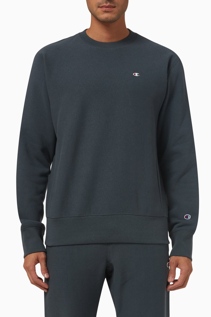 

Reverse-weave Logo Crewneck Sweatshirt in Cotton-blend, Black