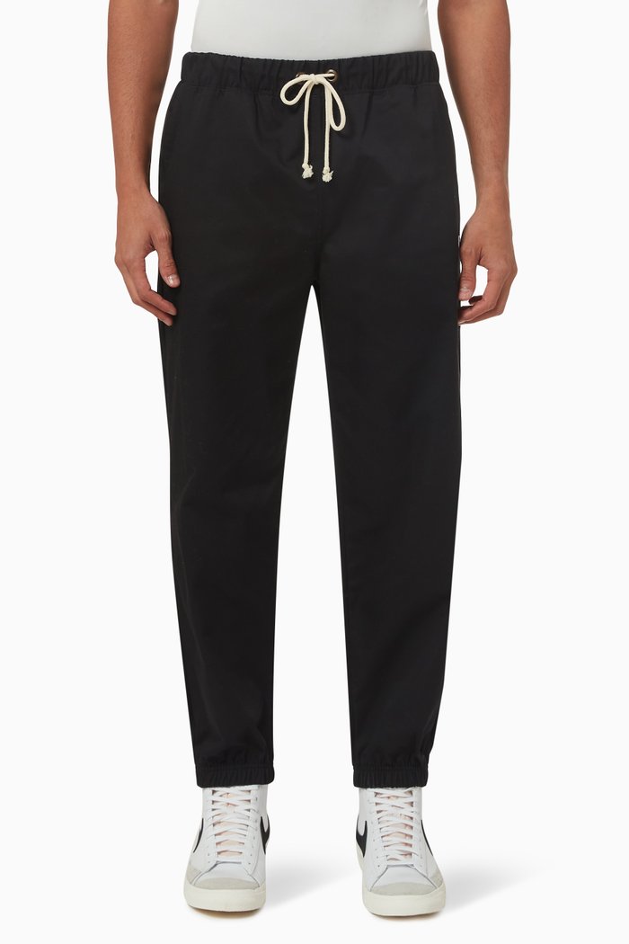 

Drawstring Pants in Cotton, Black