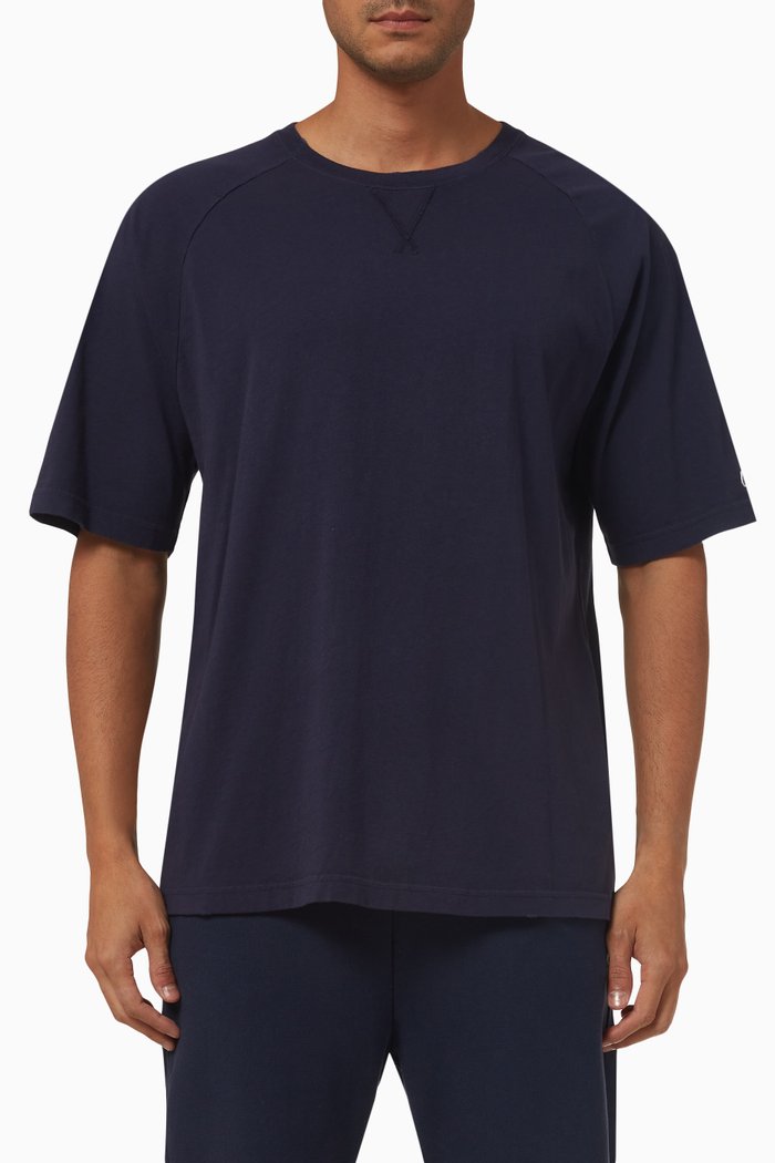 Crewneck T-shirt in Cotton-jersey, Blue