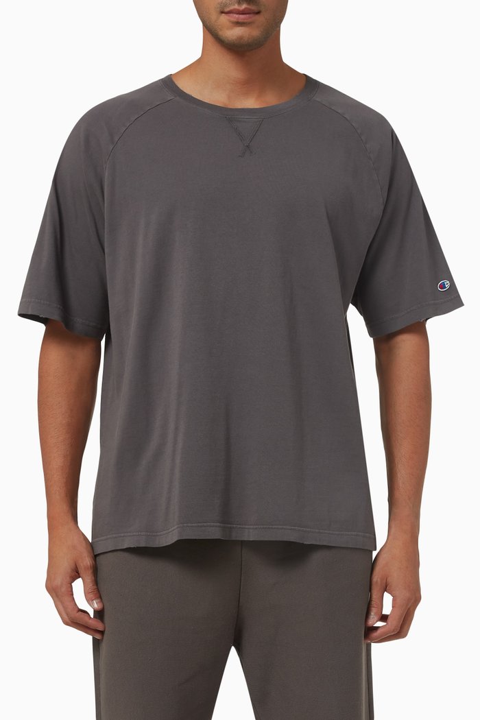 Crewneck T-shirt in Cotton-jersey, Grey