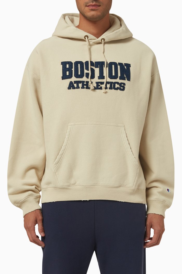 

Reverse-weave College Hoodie in Cotton-blend, Brown