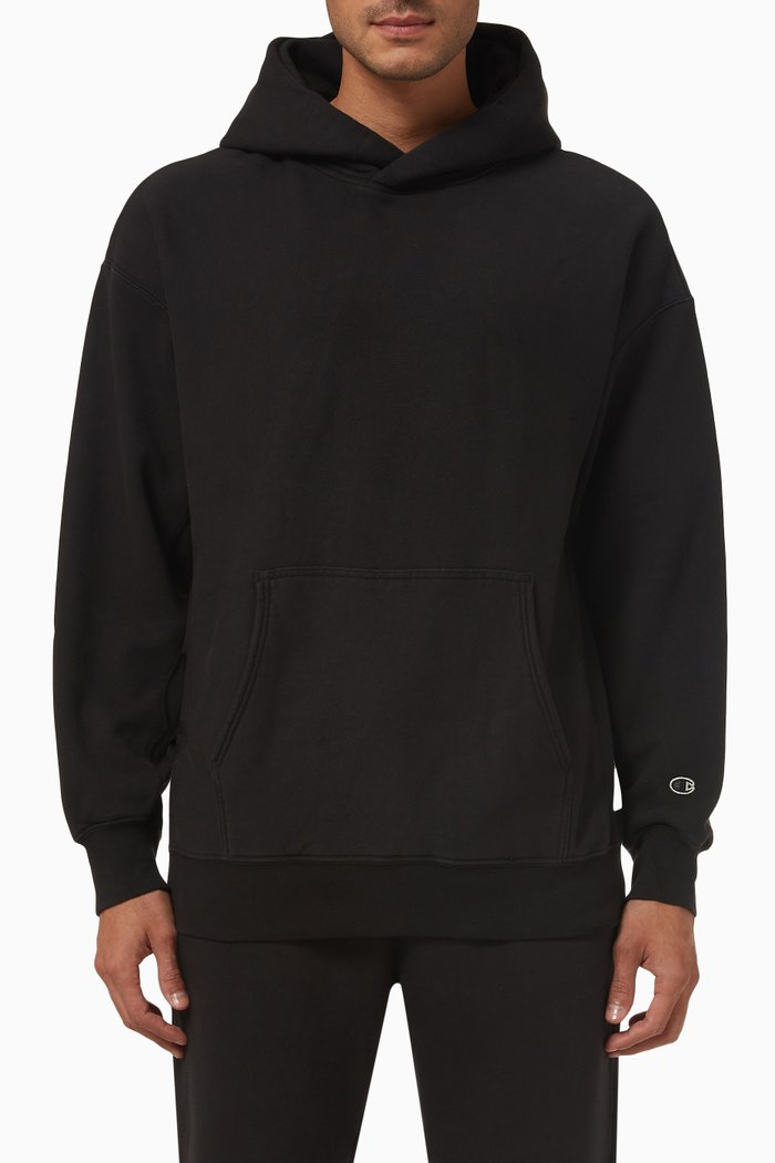 

Logo-patch Hoodie in Cotton-blend, Black