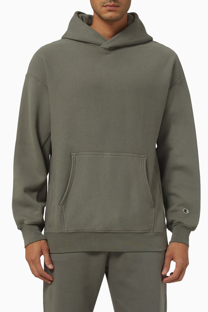 Logo-patch Hoodie in Cotton-blend, Grey