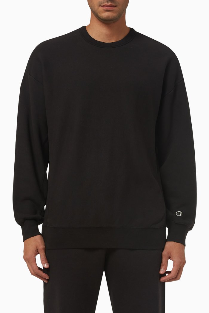 

Logo-patch Crewneck Sweatshirt in Cotton-blend, Black