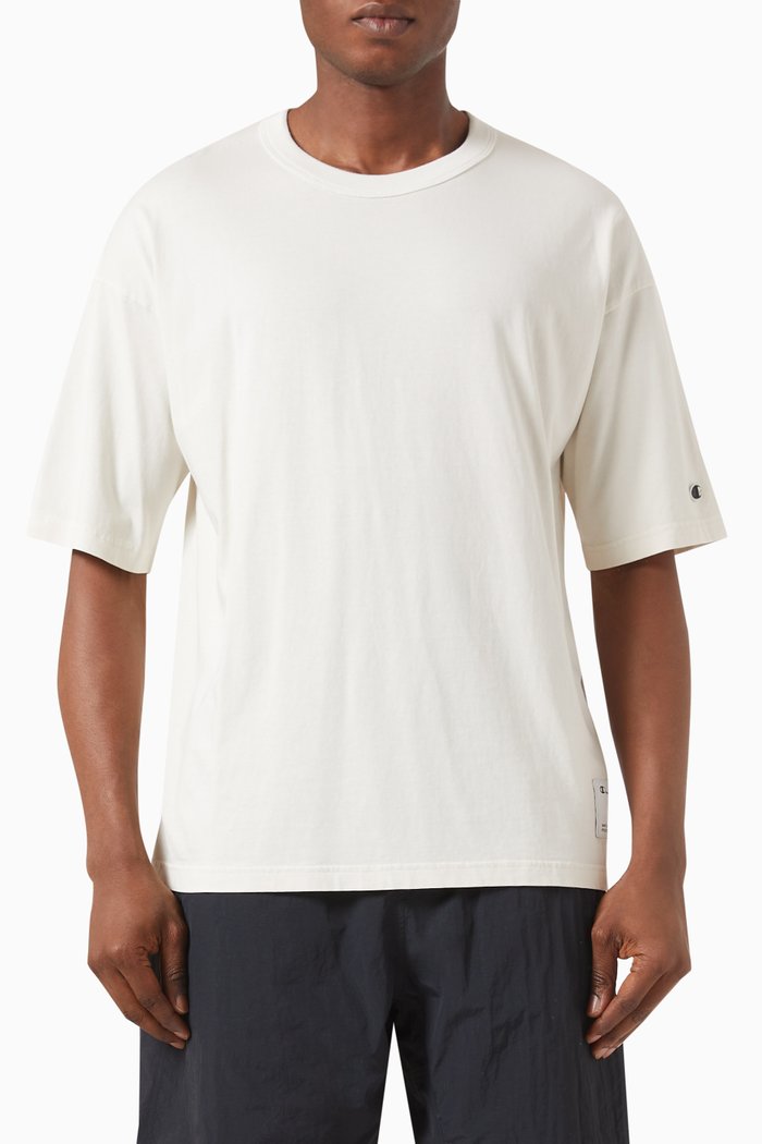 Logo Patch T-Shirt in Cotton, Neutral