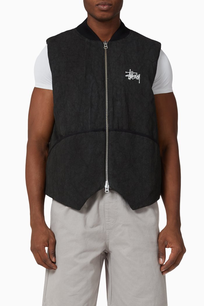 

Washed Canvas Primaloft Vest in Cotton, Black