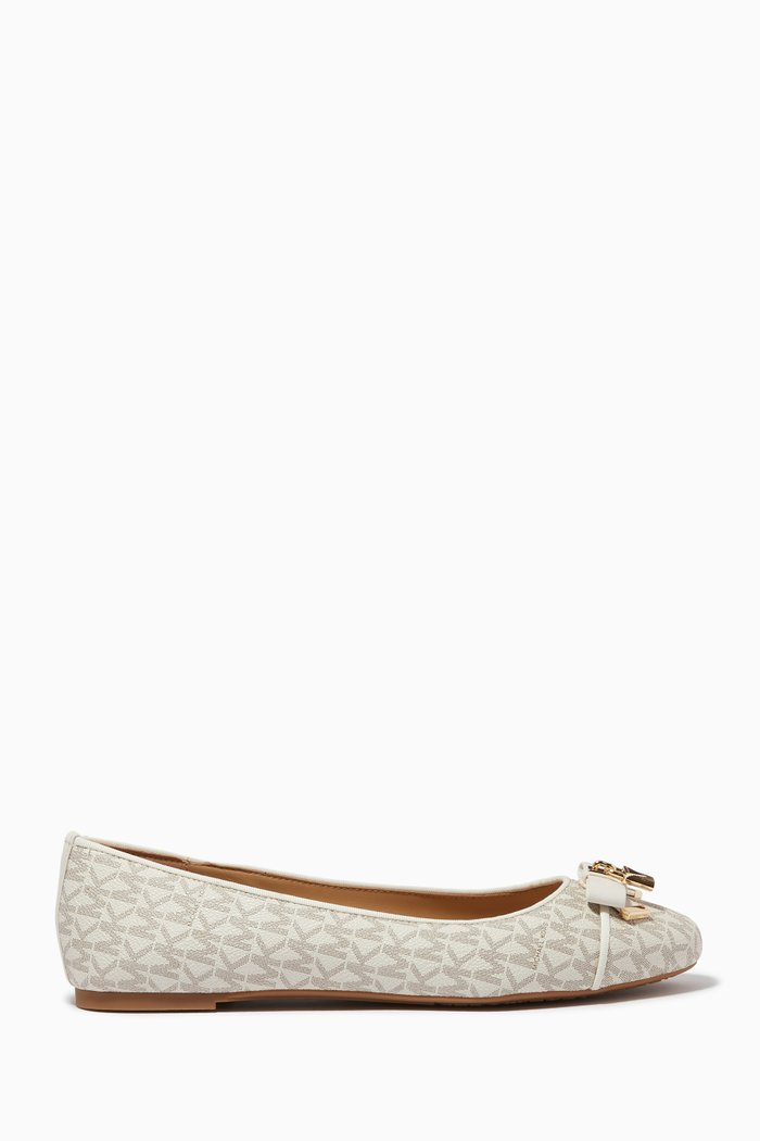 

Alice Ballet Flats in Logo Canvas, White
