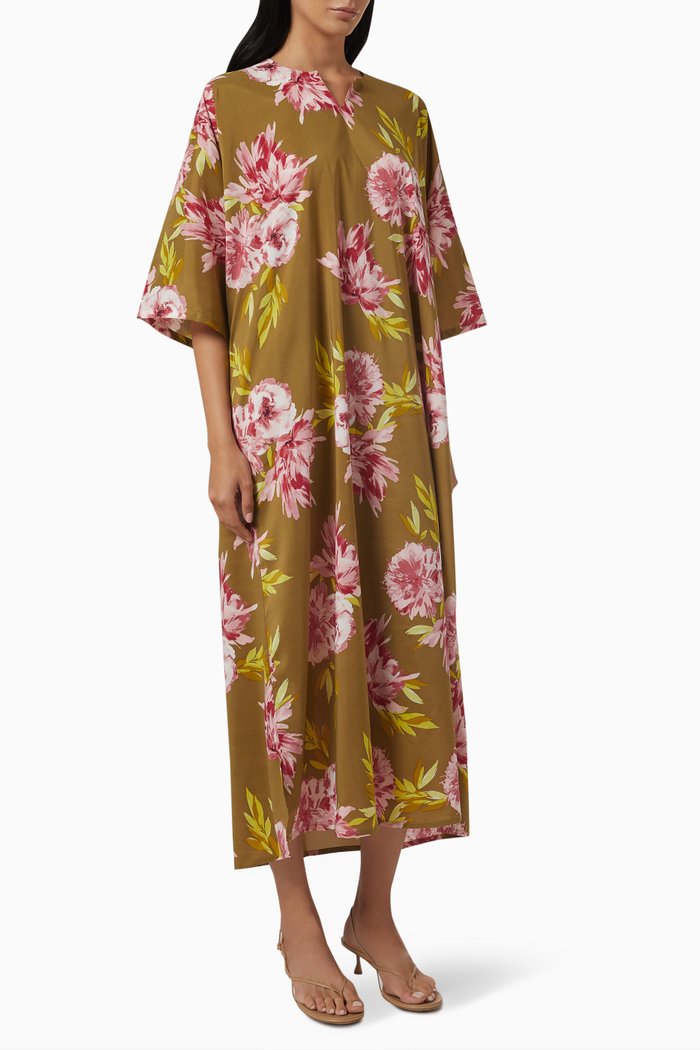 

Floral Print Midi Dress, Green