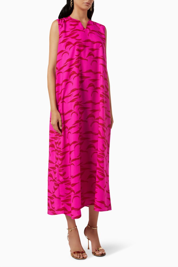 Printed Sleeveless Maxi Dress, Pink
