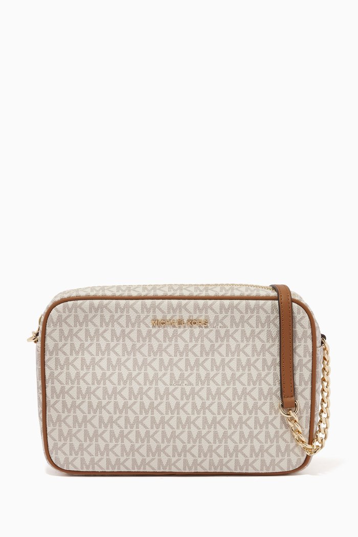 

Jet Set Large Crossbody Bag in Logo Canvas, White