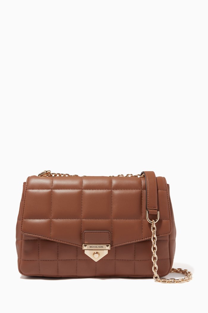 

SoHo Large SHoulder Bag in Quilted Leather, Brown