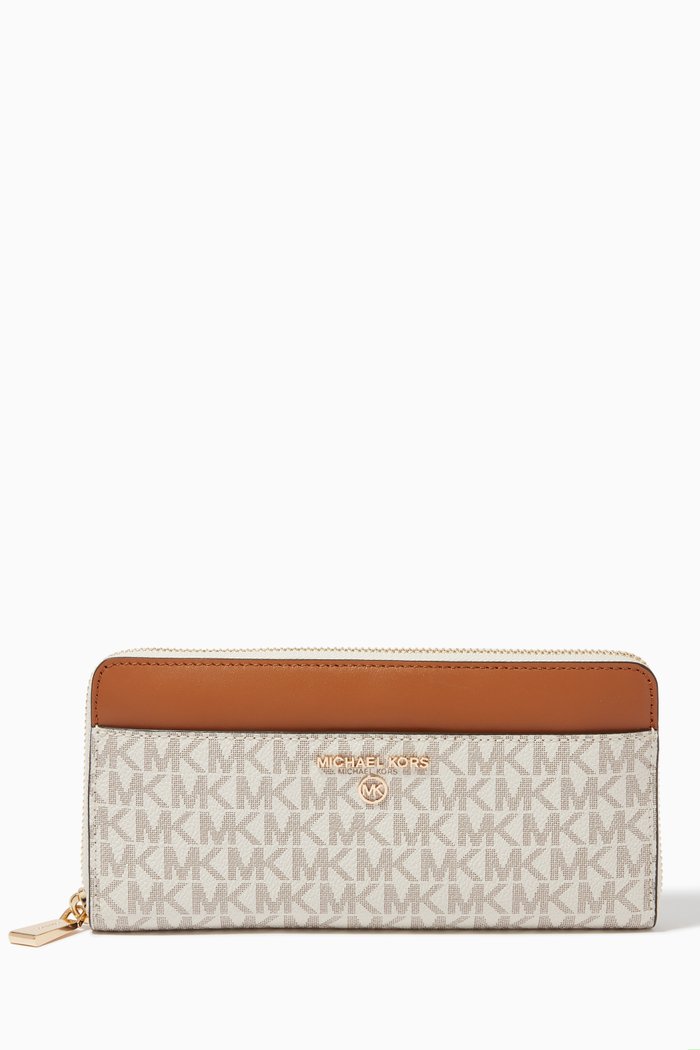 

Jet Set Continental Wallet in Logo Canvas, White