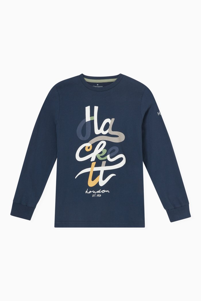 

Logo Print Long Sleeve T-shirt in Jersey, Blue