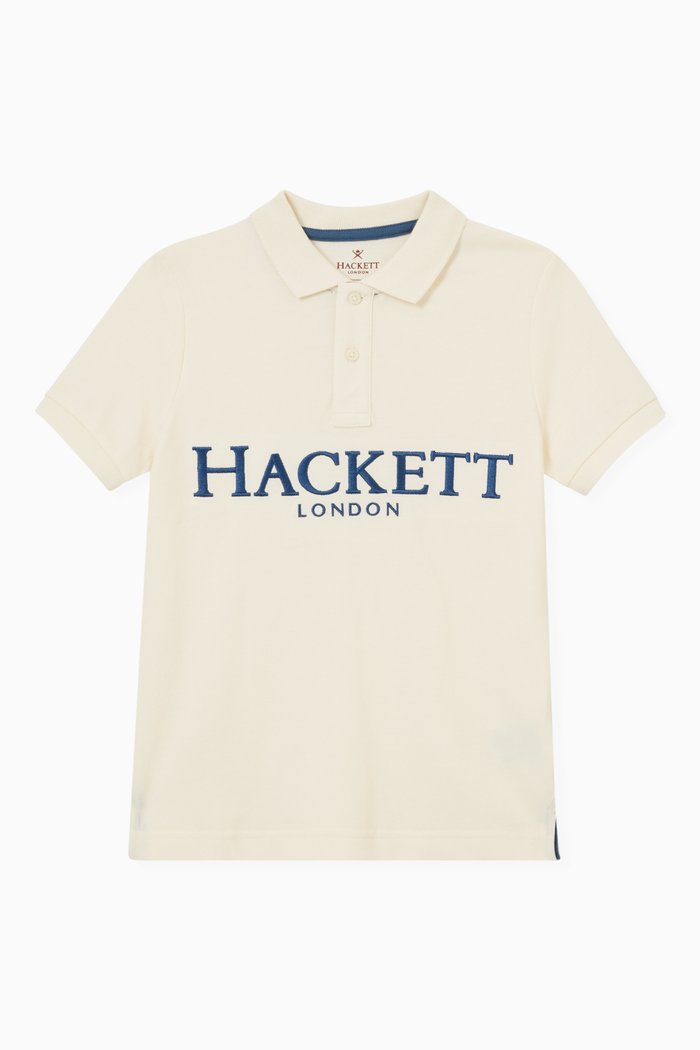 

Logo Print Polo in Cotton, Neutral