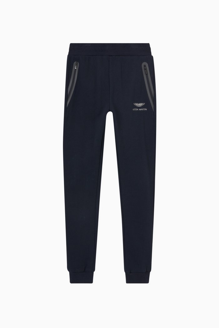 

Contrasting Pockets Jogging Pants in Cotton, Blue