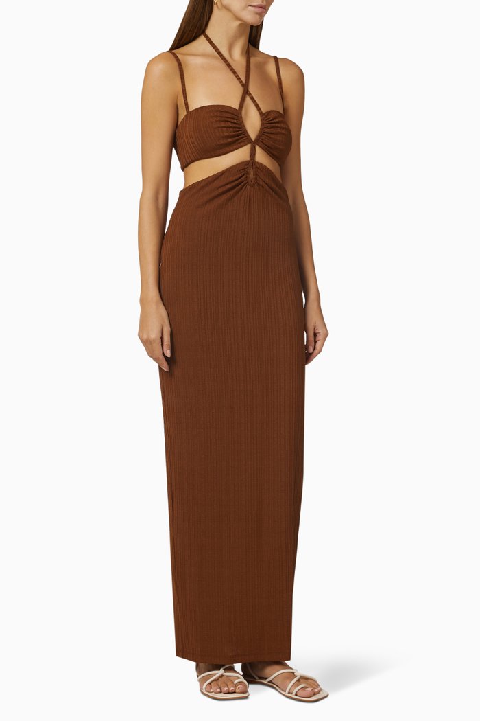 

Oasis Maxi Dress in Stretch-jersey, Brown
