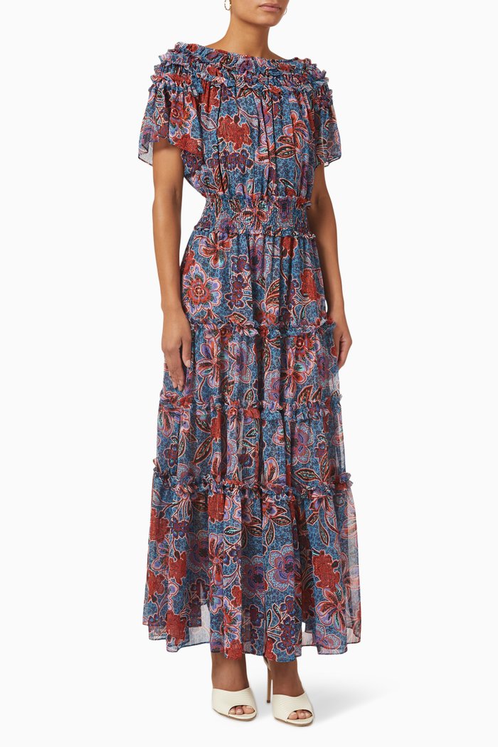 

Suki Midi Dress in Chiffon, Blue