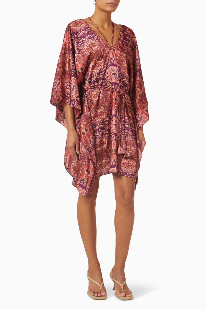

Santos Mini Dress in Satin, Burgundy