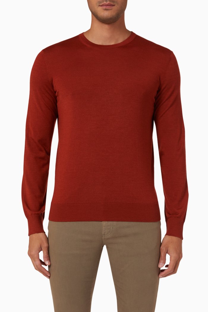 

Crewneck Yarn-dyed Sweater in Cashseta, Red