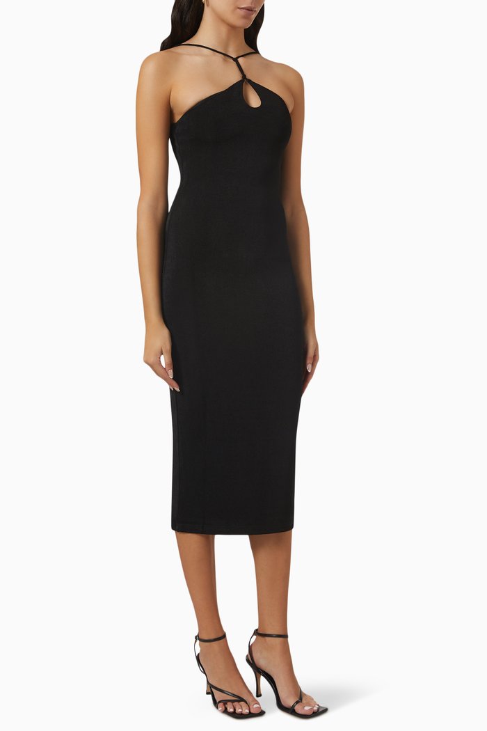 

Eli Cut-out Midi Dress in Stretch-jersey, Black