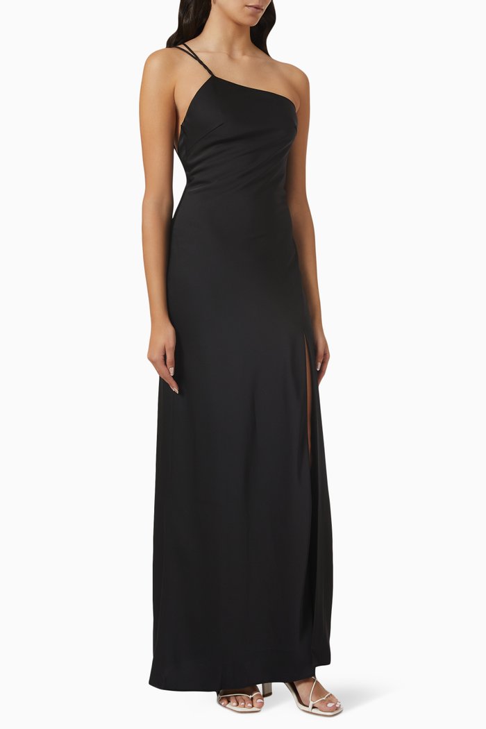 Siv One-shoulder Maxi Dress, Black