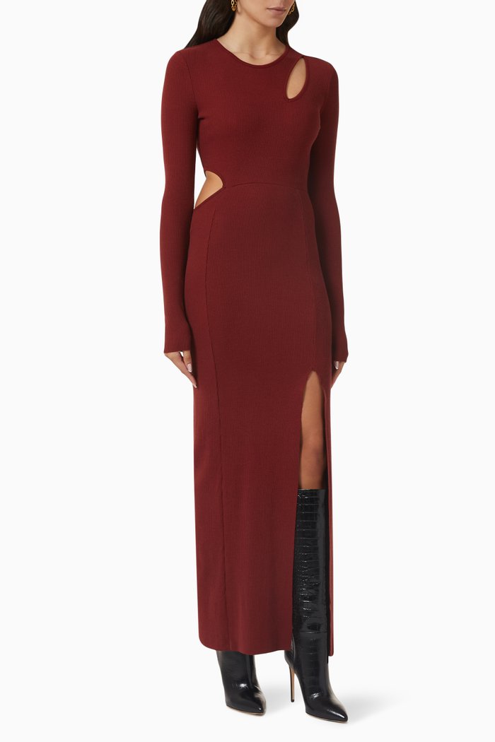 

Carved Maxi Dress in Stretch-tencel, Burgundy