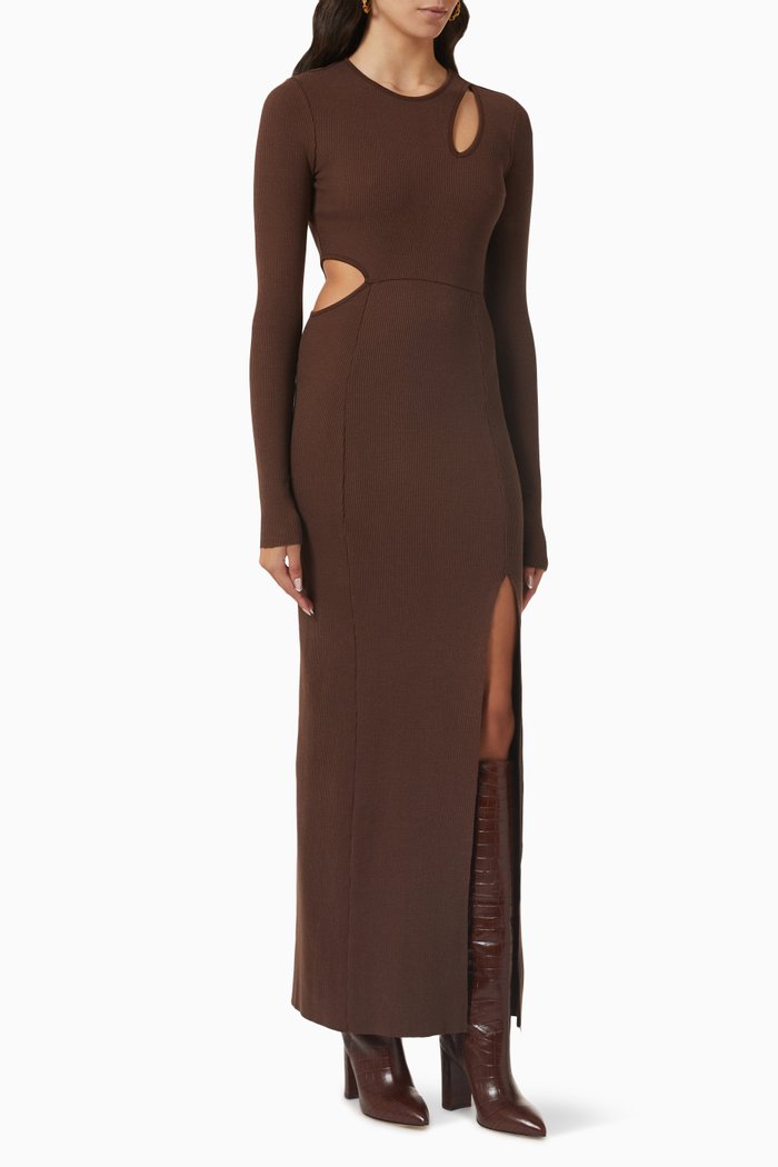 

Carved Maxi Dress in Stretch-tencel, Brown