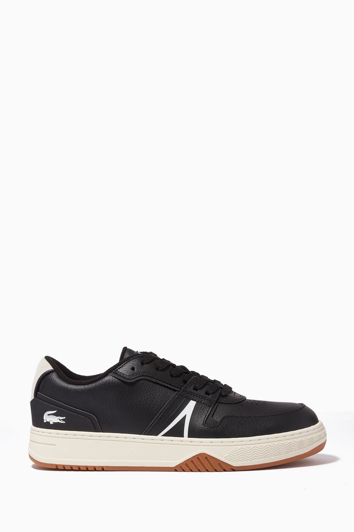 

L001 Leather Popped Heel Trainers in Leather, Black