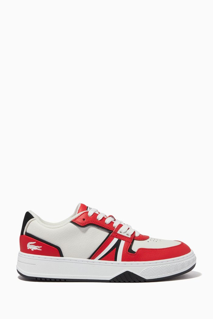 

L001 Trainers in Smooth Leather & Faux Leather, Red