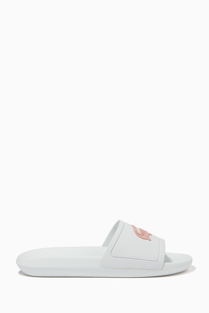 

Croco Slide Sandals in Water-repellent Rubber, White