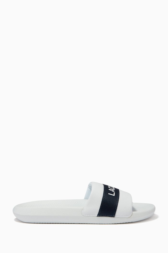 

Striped Logo Slide Sandals in Water-repellent Rubber, White