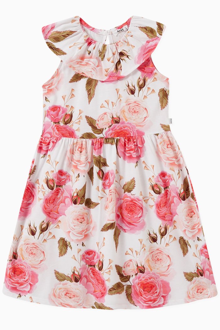 

Rose Print Dress in Poplin, Pink