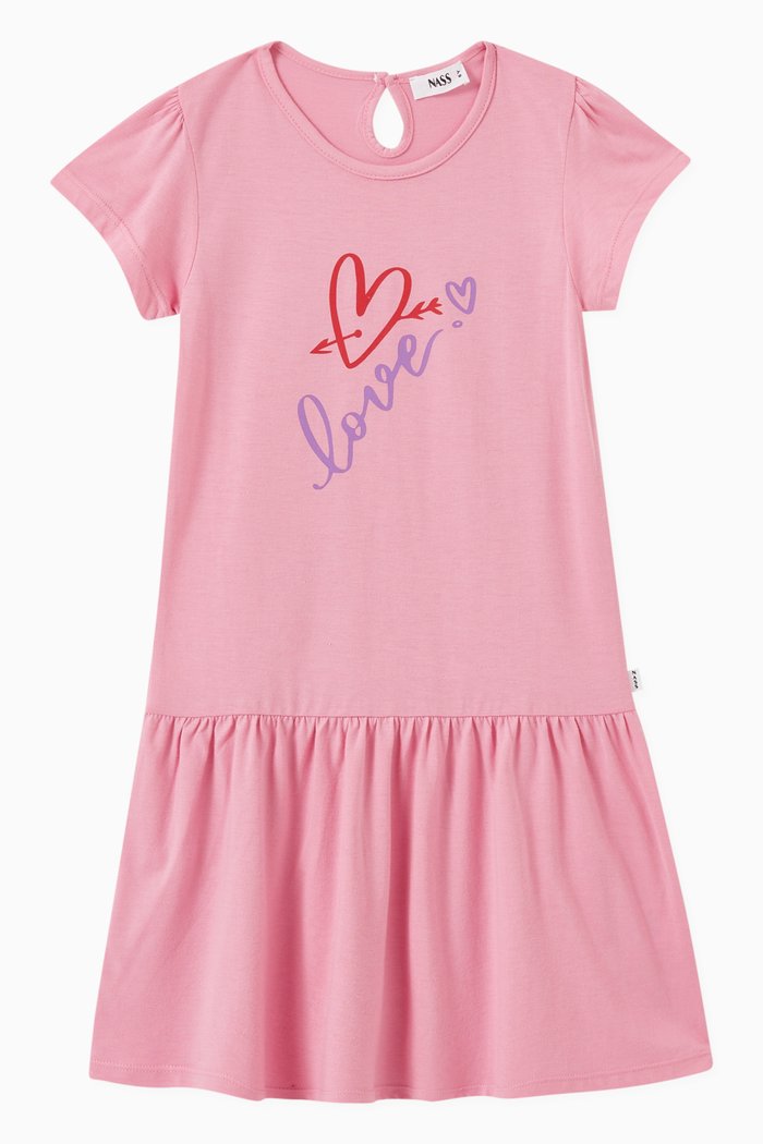 

Love Print Dress in Jersey, Pink
