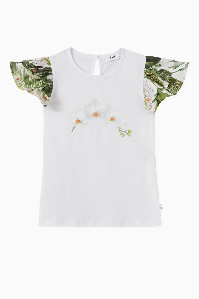 

Orchid Print T-shirt in Jersey, White