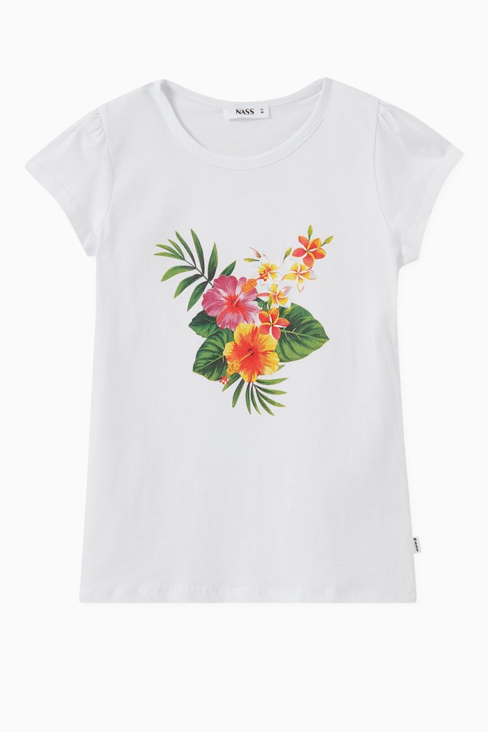 

Suha Floral Print T-shirt in Jersey, White