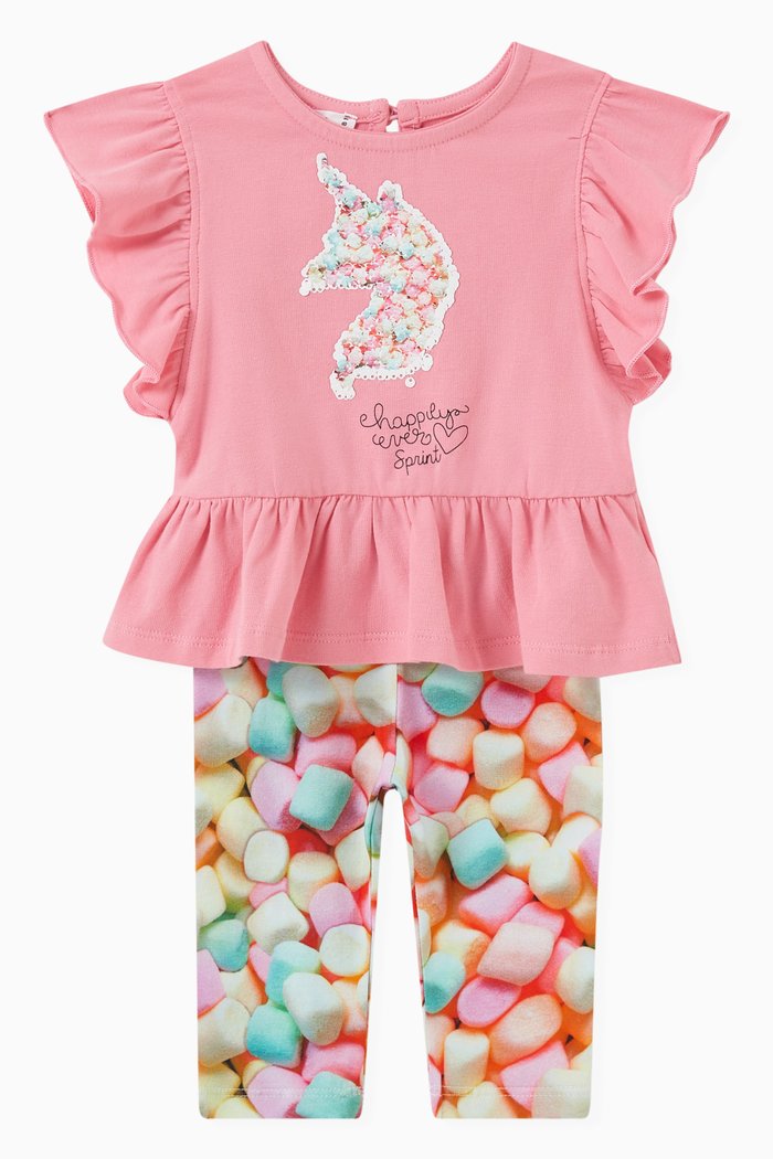 

Marshmallow Top & Leggings Set in Cotton, Pink