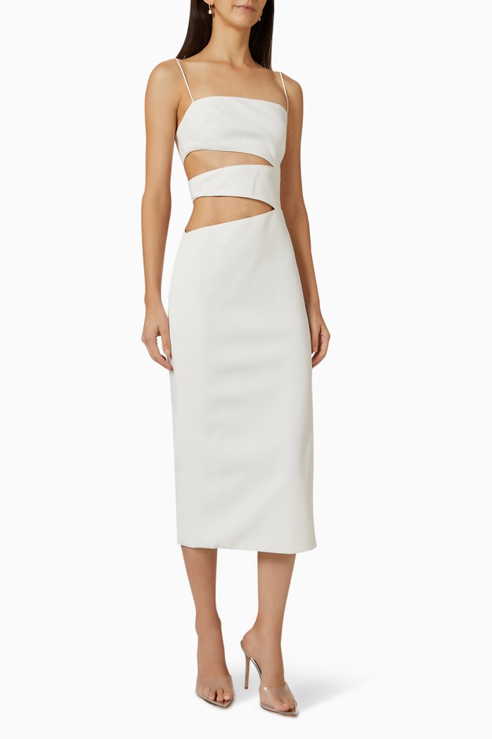 

Emelia Midi Dress in Bonded Crepe, White