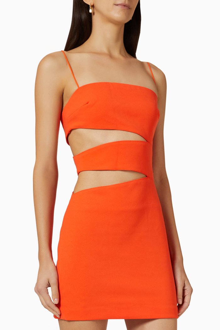 Lucia Mini Dress in Bonded Crepe, Orange