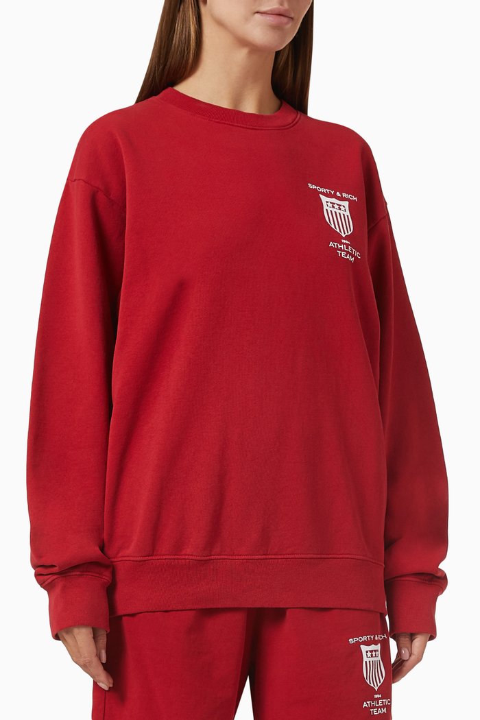 

Athletic Team Sweatshirt in Cotton Jersey, Red