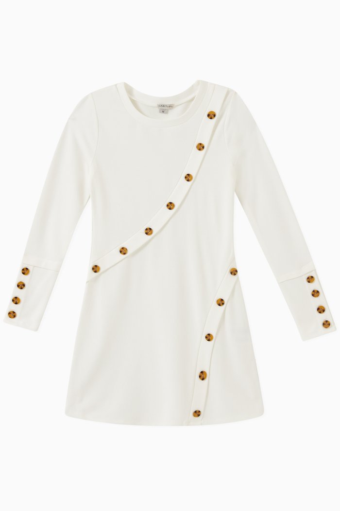 

Button Detail Dress in Blended Fabric, Neutral