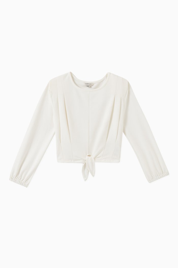 

Puffy Pleated Top in Cotton, Neutral
