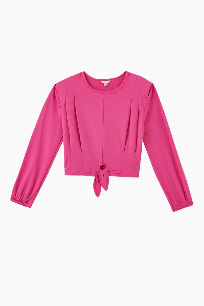 

Puffy Pleated Top in Cotton, Purple