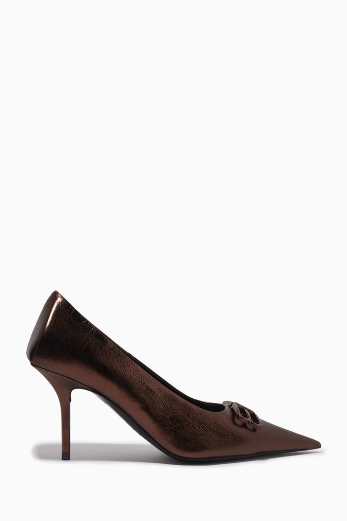 

Square Knife BB 80 Pumps in Metallic-leather, Brown