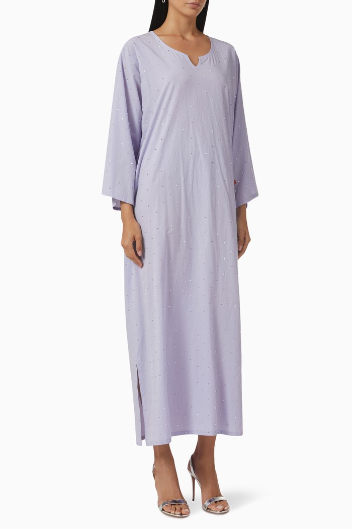 

Studded Kaftan in Cotton, Purple