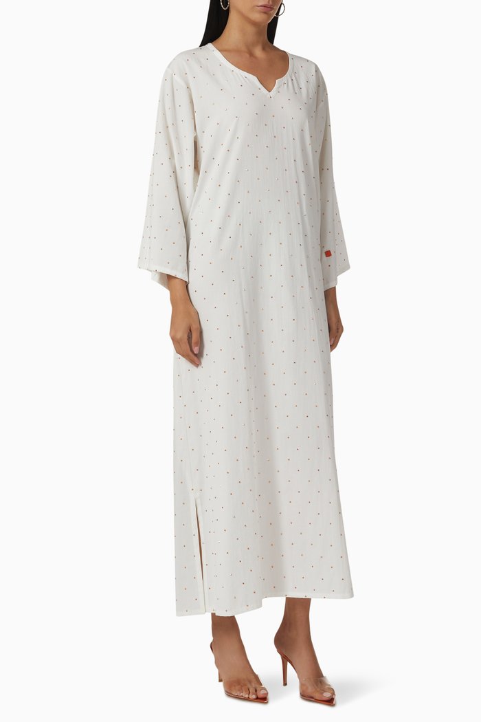 

Studded Kaftan in Cotton, White