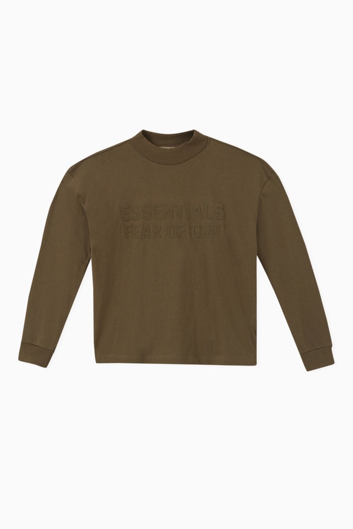 Long-sleeve Logo T-shirt in Cotton-jersey, Brown