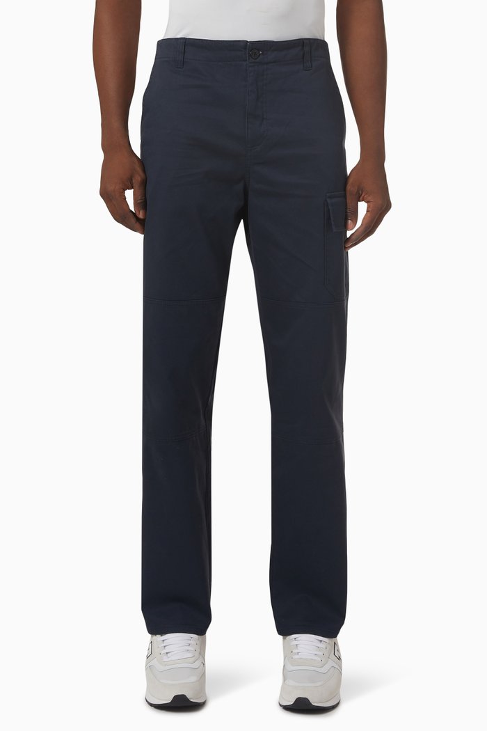 

Straight Fit Cargo Pants in Cotton, Blue