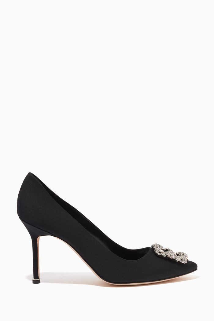 

Hangisi Embellished Buckle Pumps in Grosgrain-satin, Black