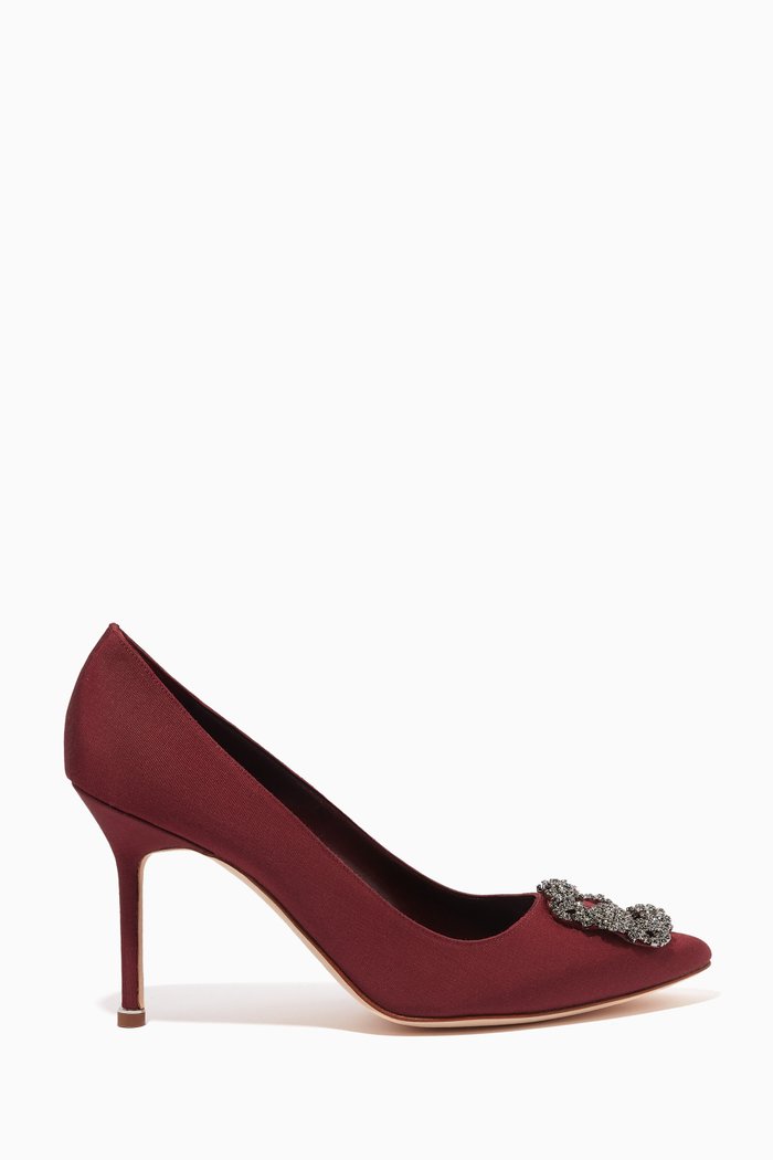 

Hangisi Embellished Buckle Pumps in Grosgrain-satin, Burgundy