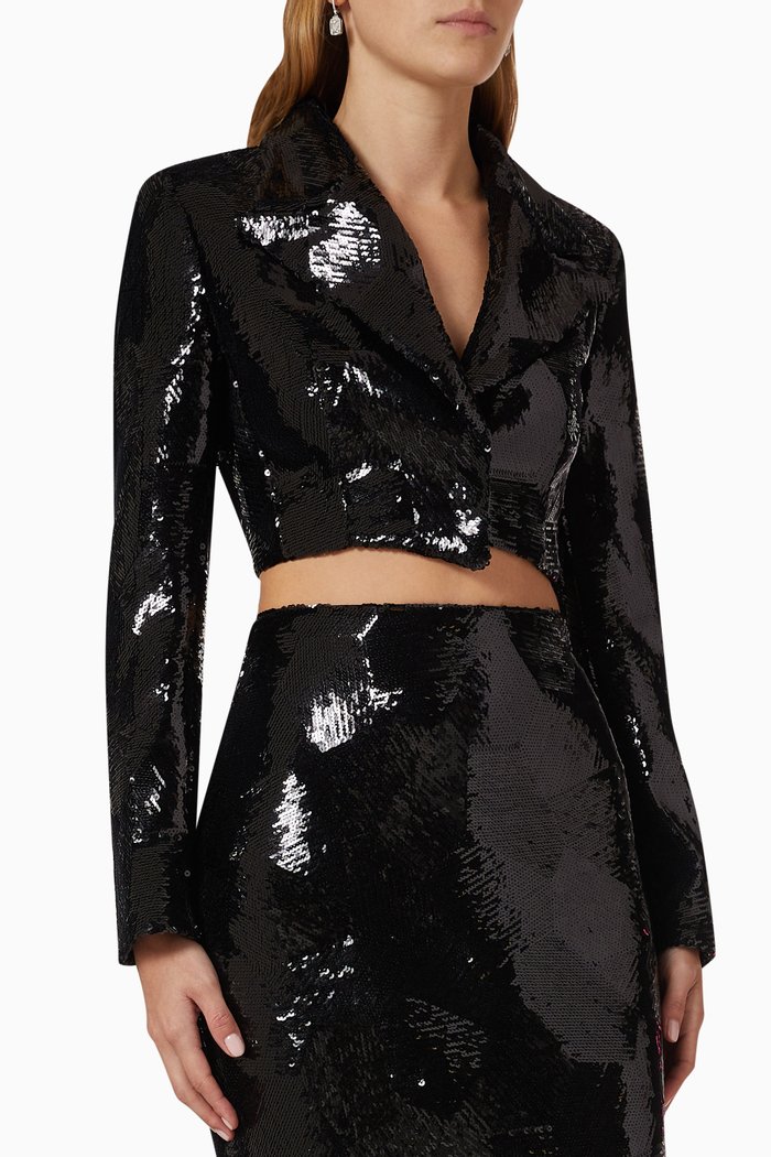 

Cropped Blazer in Sequin, Black